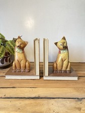 Vintage Cat Bookends Wooden