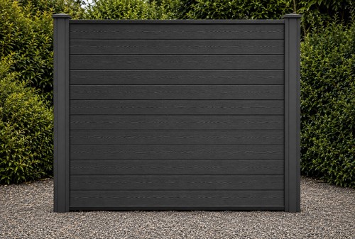 Complete black composite fence - complete,