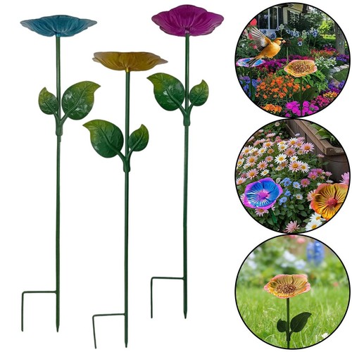 Metal flower bird bath - flower,