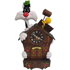 Tweety & Sylvester Novelty Clock with Animated Character Display [See Desc.]