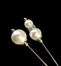 Long Hatpin Ivory Glass Pearl  Vintage Style 3 inch Long Hat Pin & Protector**