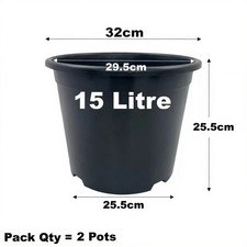 15 Litre Black Plant Pots