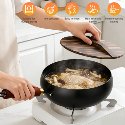 Cast iron pot hand forged - iron, wok