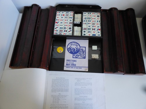 Mahjong set with four wooden - set,