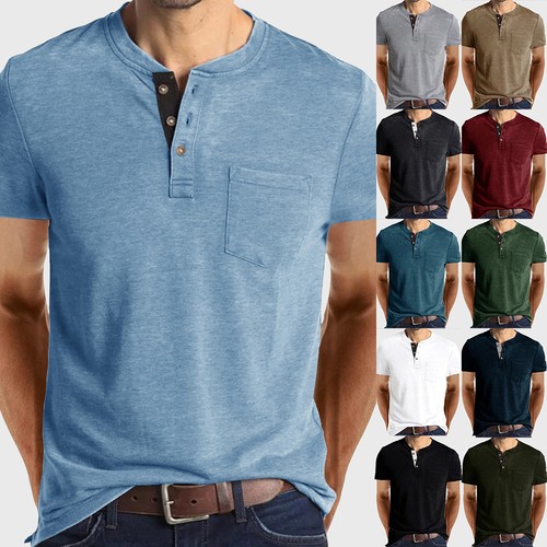 Mens henley buttons neck - mens,
