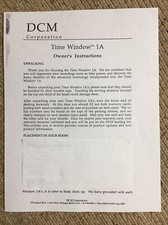 DCM Time Window One And The 1a Speaker. Owners Instructions