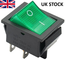 Rocker Switch 16A 240V, 20A 125V GREEN ON-OFF Double Pole 4 Pin  ILLUMINATED C4