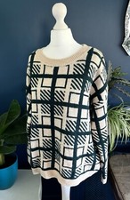 TU Jumper Top Women's Size 16 Green & Beige Check Long Sleeve