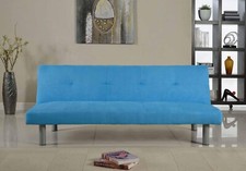 FAUX SUEDE SOFA BED BLUE COMFY