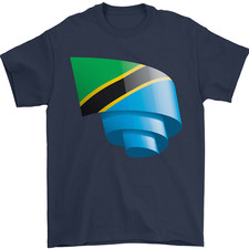 Curled Tanzania Flag Tanzanian Day Football Mens T-Shirt 100% Cotton