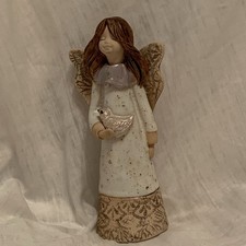 Guardian Angel 6 Inch Stoneware Figurine With Peace Dove