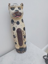 Vintage Tall Wooden Cat Figure 15 Inches High Collectable Cat Figurine Folk Art