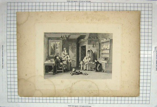 Original old antique print - original,