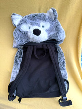 Claire's Plush Wolf Backback Bookbag Animal Hood Costume Soft Fluffy School Kids