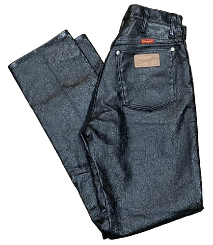 Vtg wrangler vinyl black jeans - wrangler,