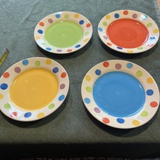 Whittard of Chelsea Dots multicoloured Side Plate x 4  8"  Good Used Condition k