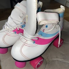 Osprey Girls' Disco Roller Skates Quad Boots, White/Pink, Size 6 excellent cond
