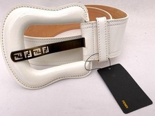 Fendi White Leather Waist Belt