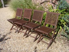 4 x Hardwood Folding Garden Chairs Chair Patio Furniture