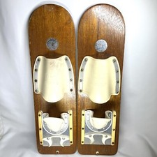 Vintage 23” Ski King Wood Water Skis Slick Trick Adjustable Display Rare EUC SEE