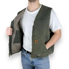 Vintage Carhartt V26 MOS Sherpa Lined Canvas Work Vest  Gilet, Green, XXL  CB517