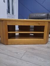 Solid oak open corner tv unit