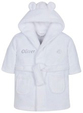 Personalised Girl Boy Dressing Gown Robe Embroidered Name Bear Ears Newborn-6Yrs