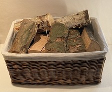 Rustic Fireside Country Wicker Log Basket with Removable Fabric Lining, Storage