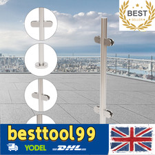 Balustrade Fence Railing Post Stainless Steel Mid Post High Glass Clamps w/Base