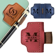 Personalised Magnetic Leather Bookmark with Pen Holder Page Marker Reader Gift