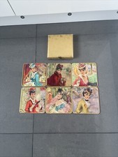 6 Vintage Coasters - Win El Ware Ladies In Paris In Original Box