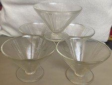 5 x Vintage Deco Sundae / Fruit / Ice cream Bowls Dishes Glass