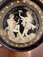 10inch Black Gold Ceramic Greek Plate handmade in Greece 24K Gold