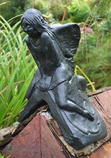 Fairy Faerie roof finial 90° angled decorative stone ridge tile 31cm/12" H
