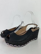 Mantaray Black Wedge Heel Peep