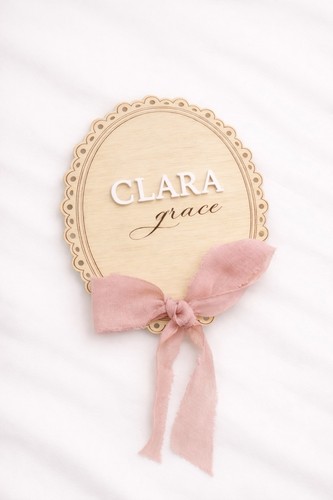 Wooden baby announcement sign - wooden,