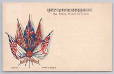 WWI Patriotic Postcard Rule Britannia Song Royal Navy Ensigns Flags Unposted