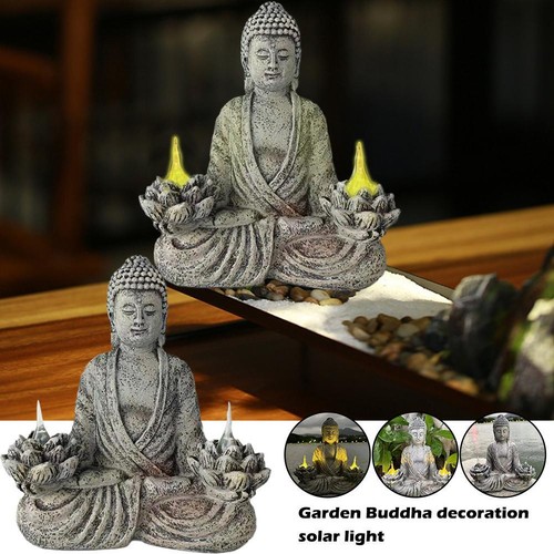 Solar meditating buddha statue - solar,