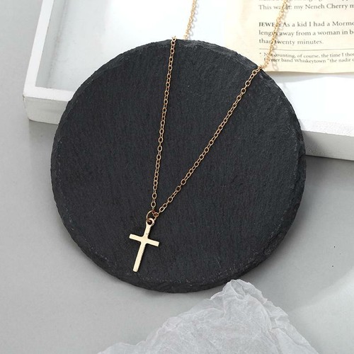 Gold cross necklace women - gold,