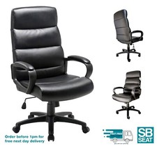 Malaga Black Bonded Leather Executive Office Chair High Back With Padded Arms