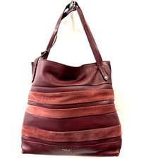 Radley London Burgundy Stripe Suede Handbag Willow Striped Zip-Top