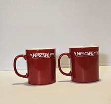 Kilncraft England Nescafe Set Of 2 Vintage Coffee Mugs Red & White 