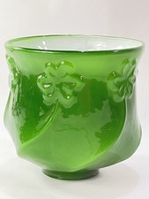 Old Glass Lamp Shade French Dark Green