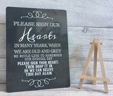 A5 Metal Hearts Drop Box Wedding Guest Book Table Sign Chalkboard Effect SECOND*