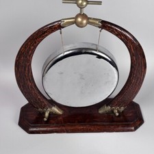 VINTAGE TABLE TOP DINNER GONG EARLY 20TH CENTURY ON WOODEN PLINTH