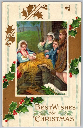 Antique postcard nativity - postcard,
