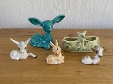 Vintage Collection Of 5 Ceramic Animals  Deer Cow Donkey Lamb