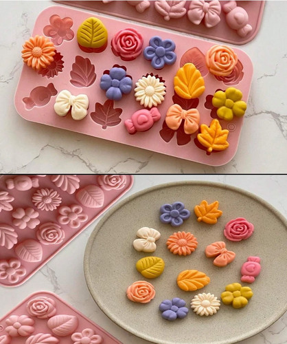 Flowers rose leaves silicone - flowers,