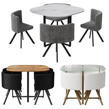 Dining Table and Chairs Set of 5 Space-Saving Square Kitchen Table 100x100cm