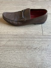 Russell & Bromley Mens Brown Leather Chain Link Loafer Shoes 10 EU 44